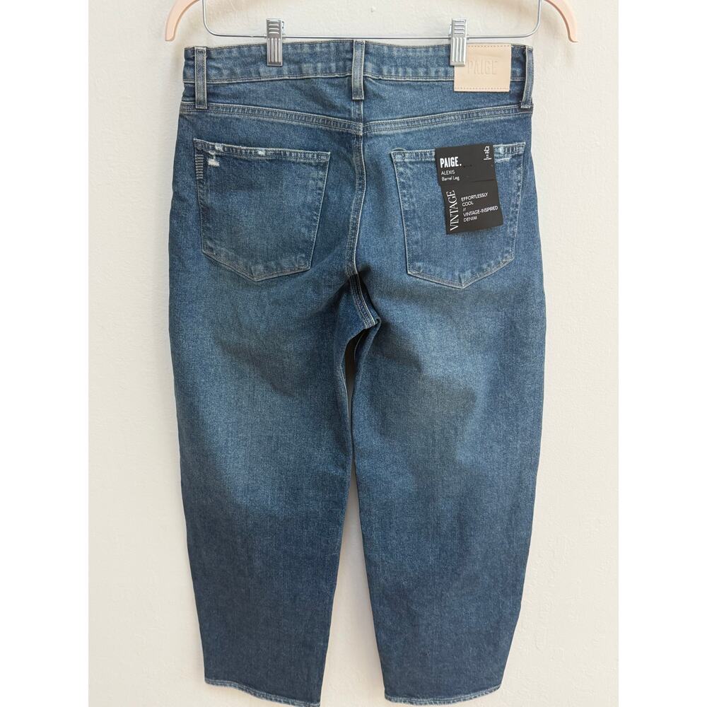 NWT Paige Alexis Barrel Leg Jeans Size 30 Lovejoy Distressed Button Fly Vintage - Picture 3 of 5